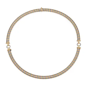 1980s Cartier Choker Necklace Trinity Stainless Steel 18k Yellow Gold Jewelry