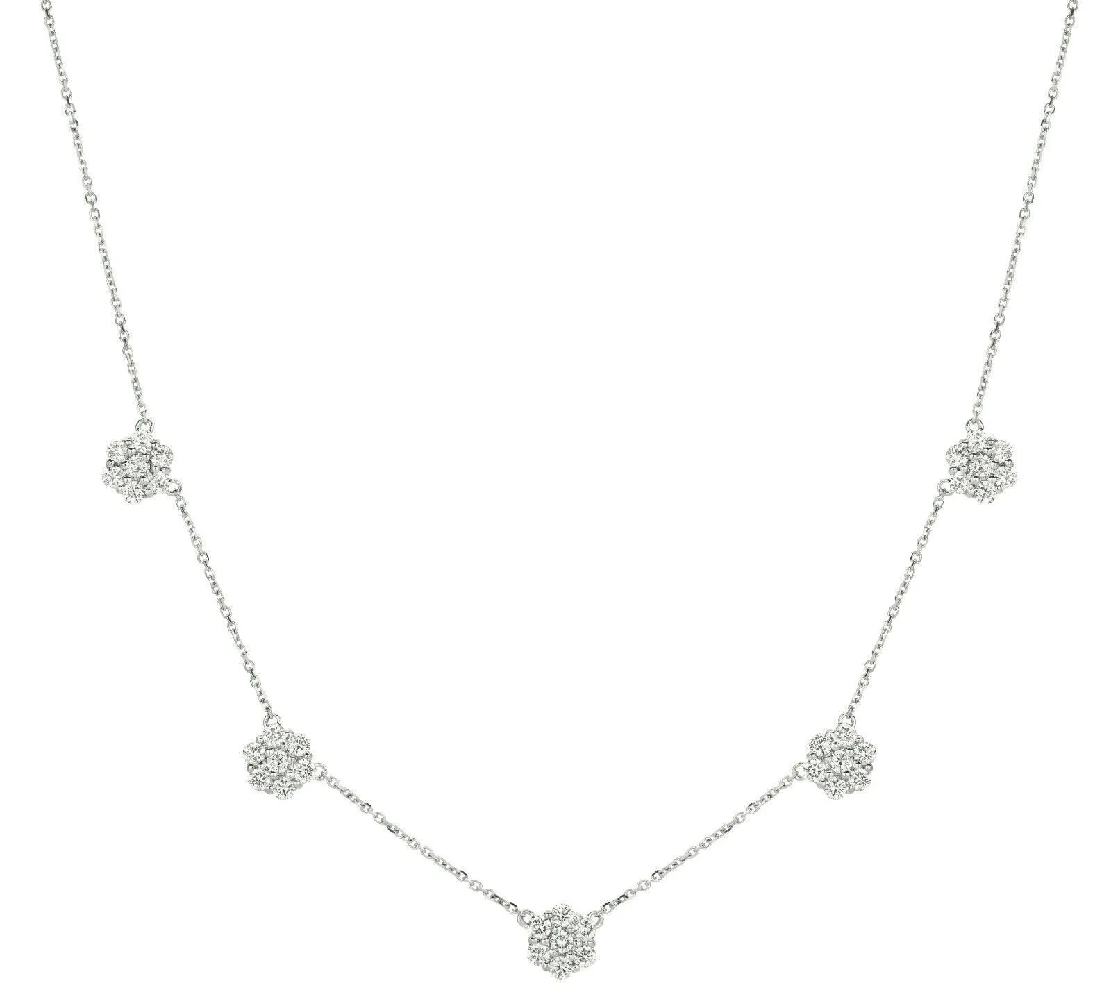 2.00 Carat Diamond Cluster Flower Necklace G SI 14K White Gold