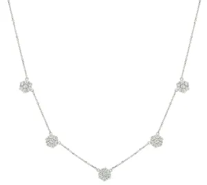 2.00 Carat Diamond Cluster Flower Necklace G SI 14K White Gold