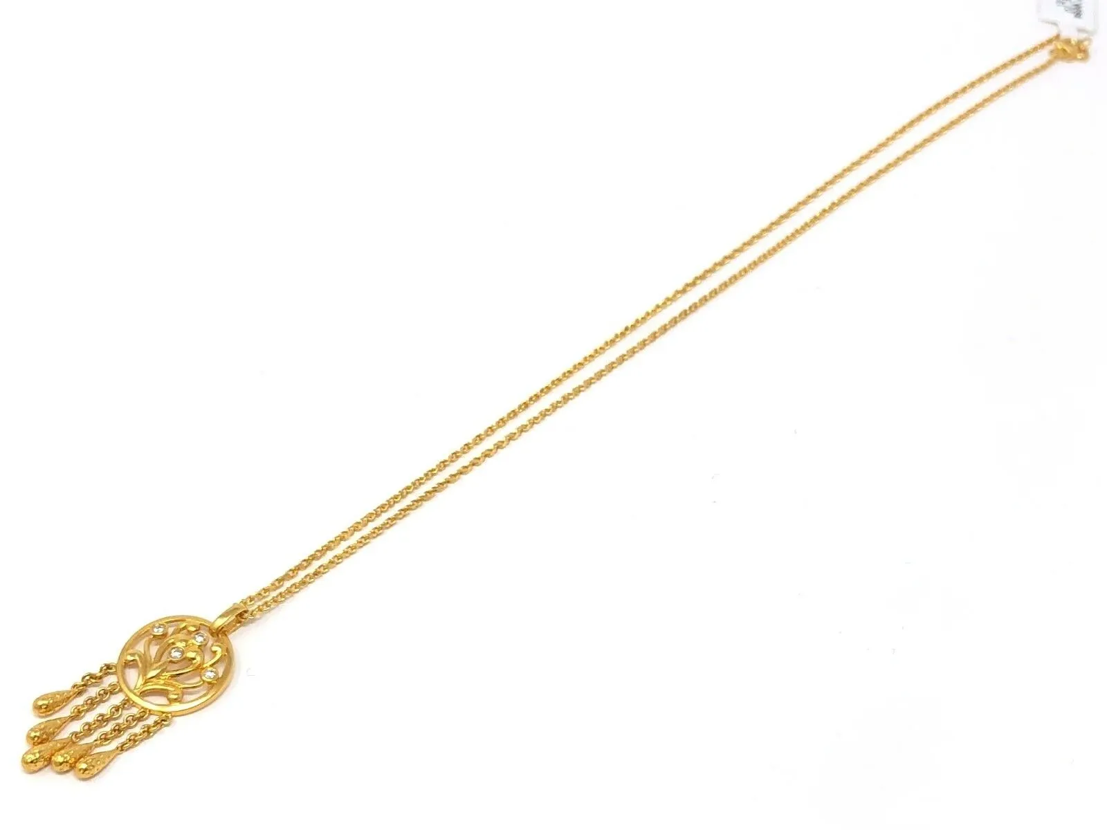 22k Yellow Gold Dream Catcher Charm Tree of life Pendant 18.5" Necklace 12 grams