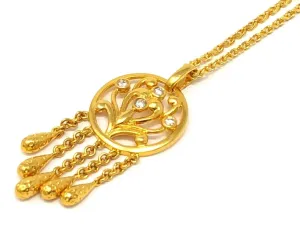 22k Yellow Gold Dream Catcher Charm Tree of life Pendant 18.5" Necklace 12 grams