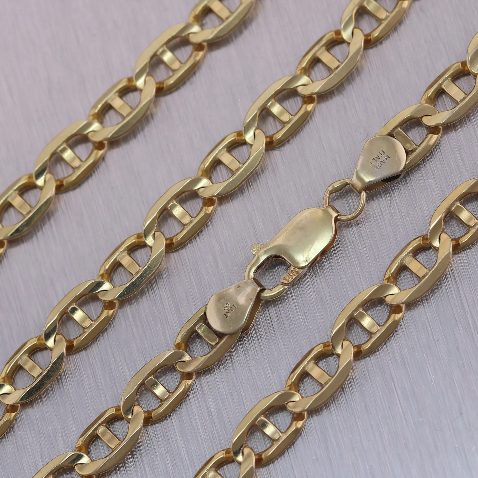 25.1g 10k Yellow Gold Mariner Anchor Chain Link 22.5" Necklace