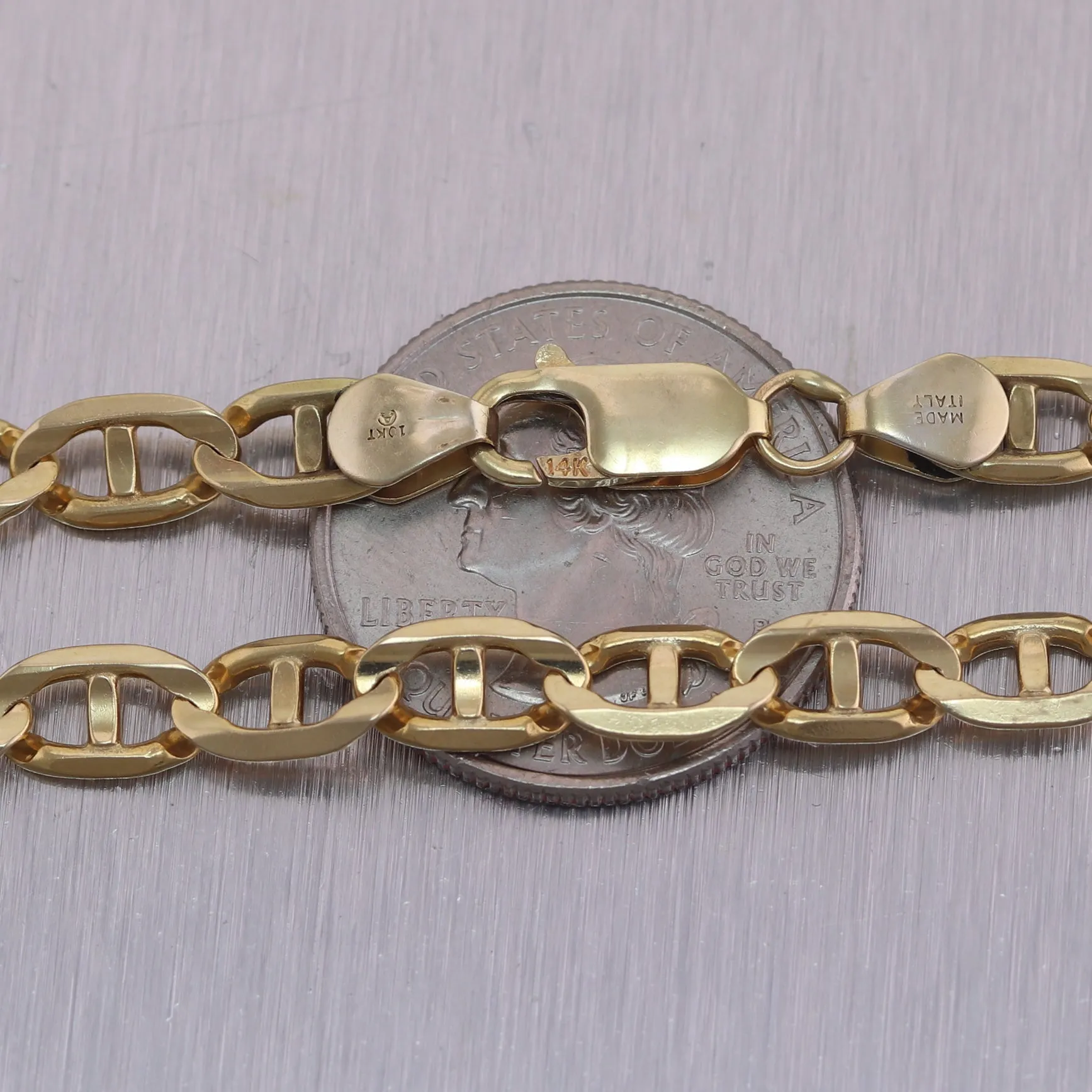 25.1g 10k Yellow Gold Mariner Anchor Chain Link 22.5" Necklace