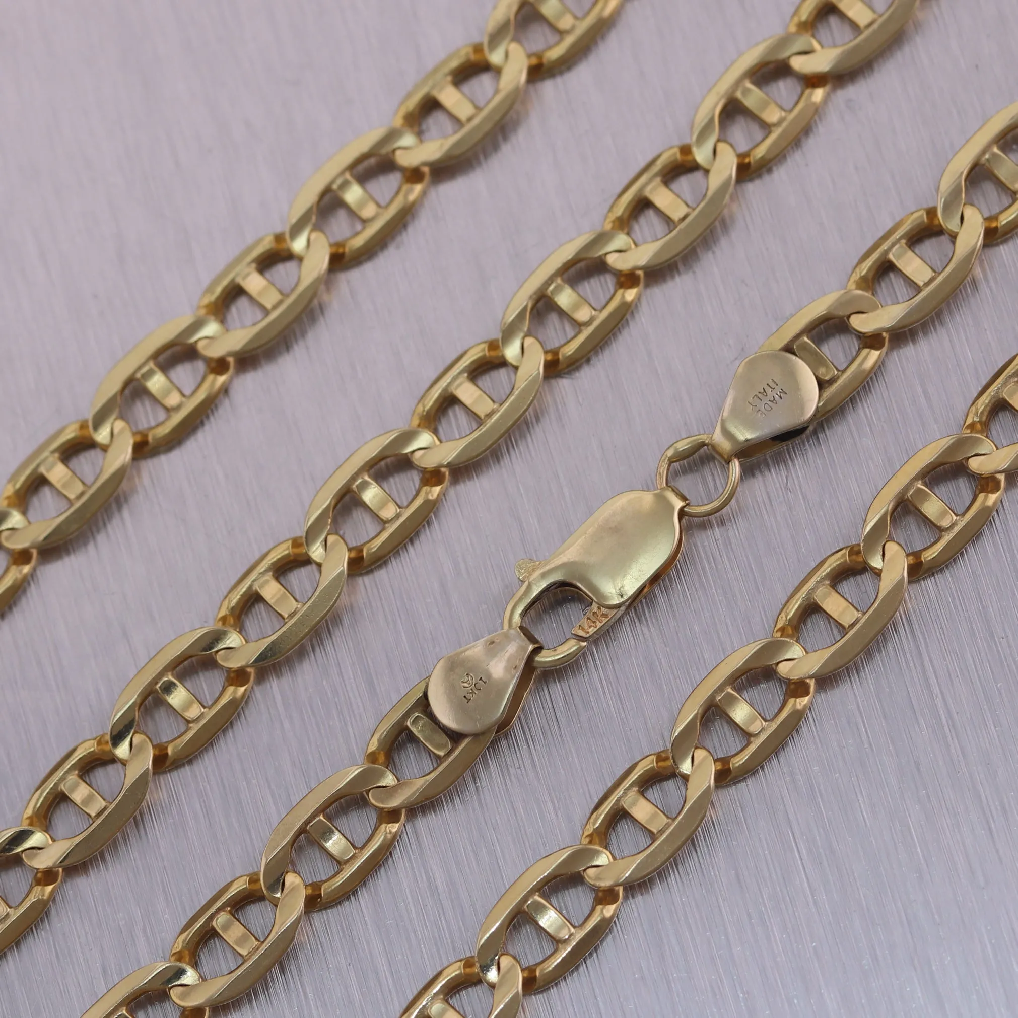 25.1g 10k Yellow Gold Mariner Anchor Chain Link 22.5" Necklace