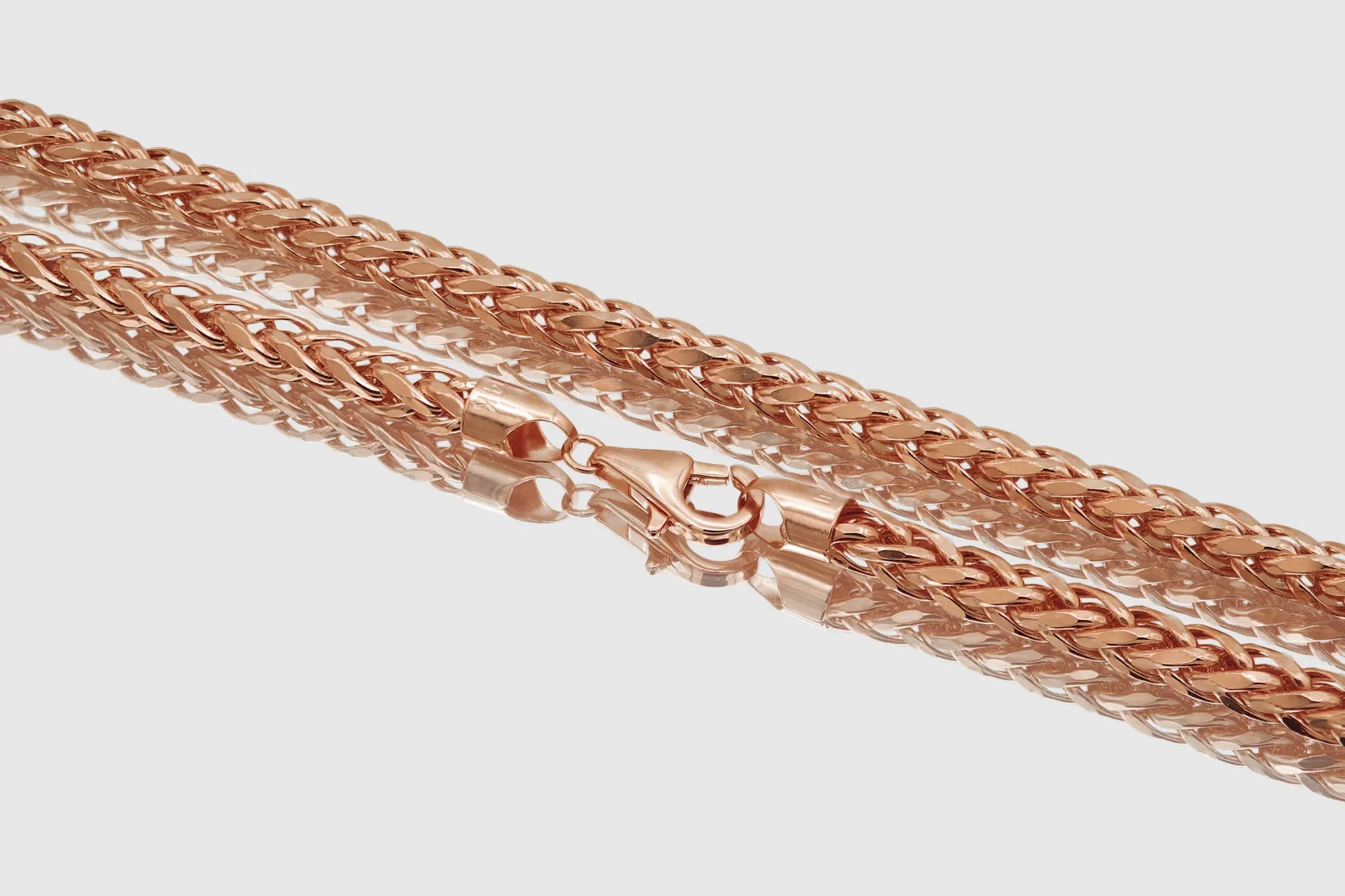 2.5mm - 5.5mm Wheat Chain Necklace - 10k Rose Gold