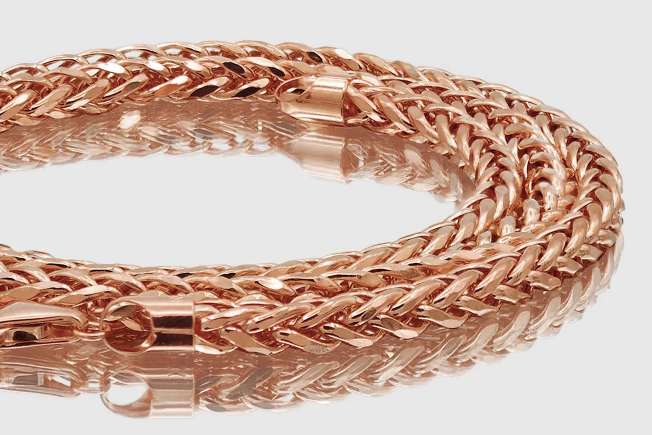 2.5mm - 5.5mm Wheat Chain Necklace - 10k Rose Gold