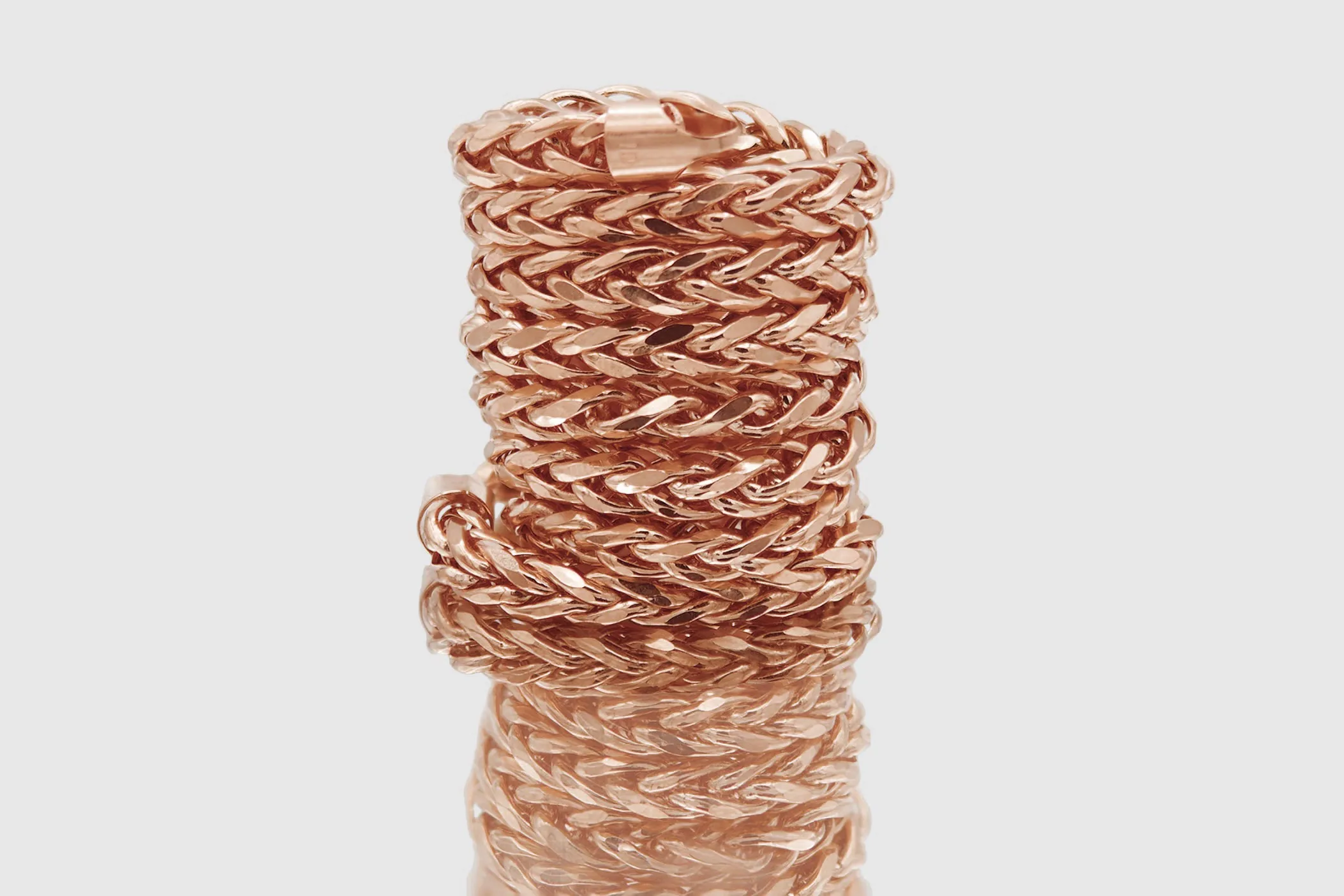 2.5mm - 5.5mm Wheat Chain Necklace - 10k Rose Gold