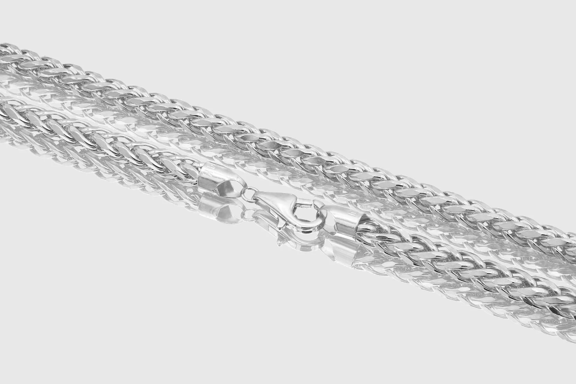 2.5mm - 5.5mm Wheat Chain Necklace - 14k White Gold