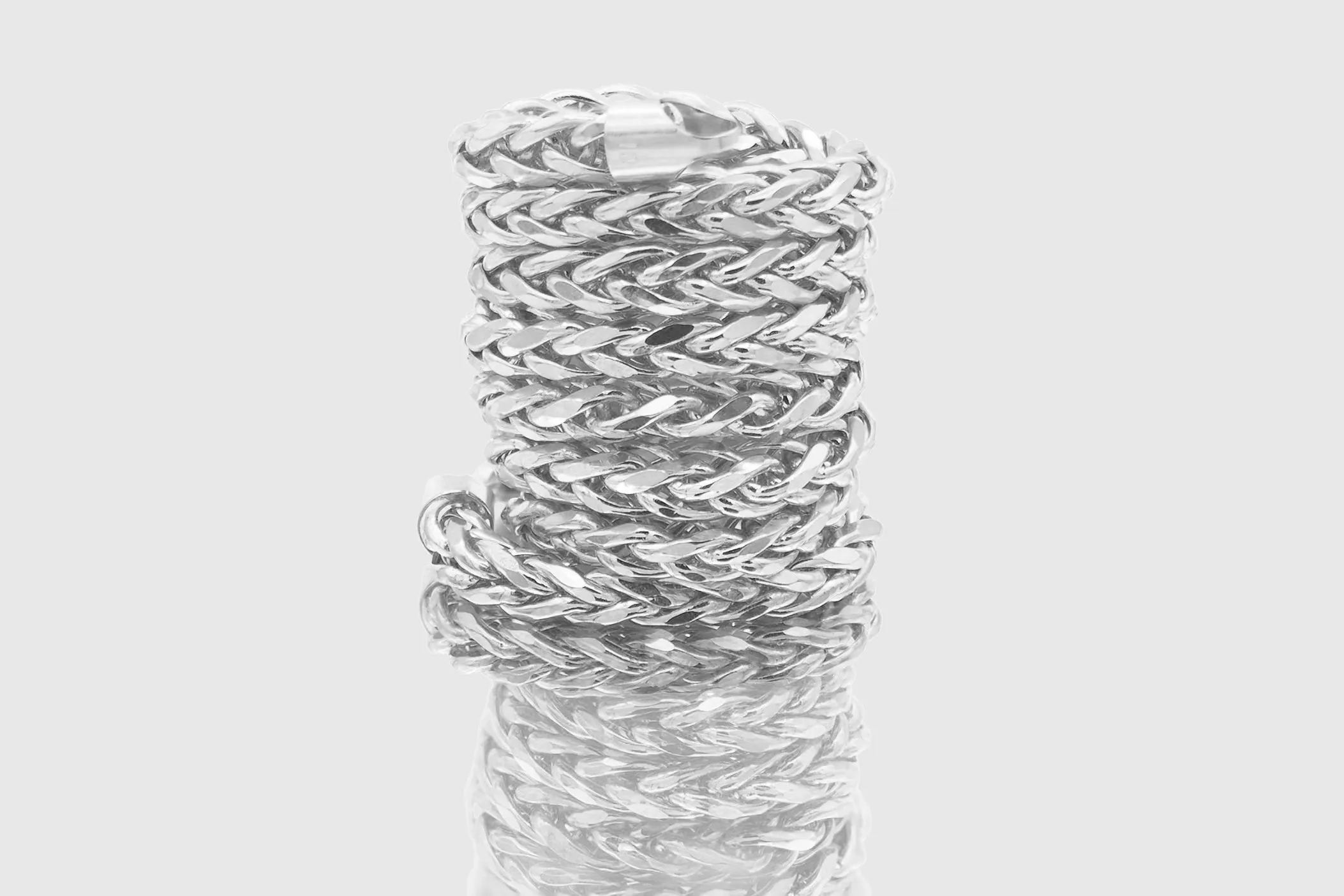 2.5mm - 5.5mm Wheat Chain Necklace - 14k White Gold