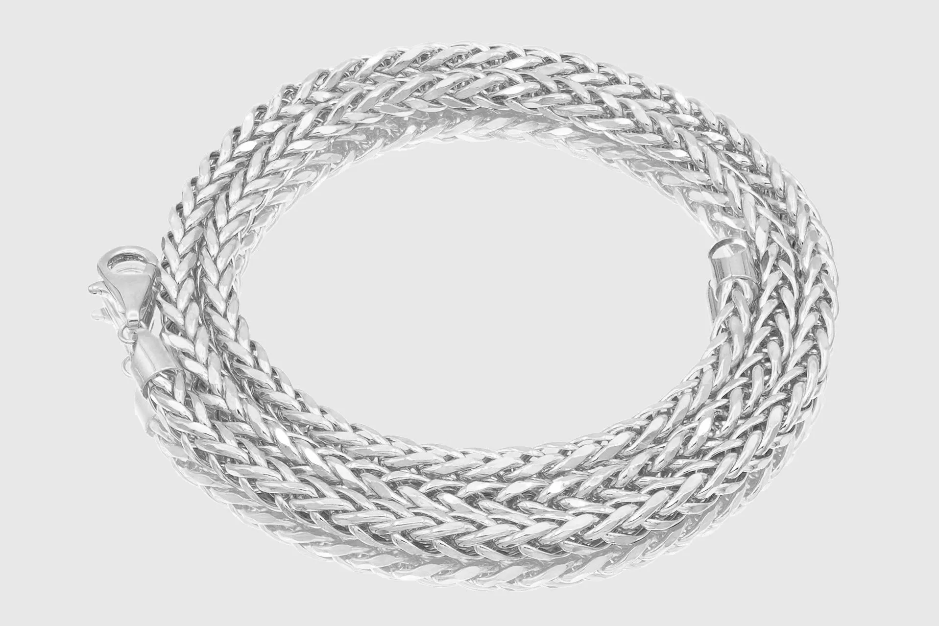 2.5mm - 5.5mm Wheat Chain Necklace - 14k White Gold