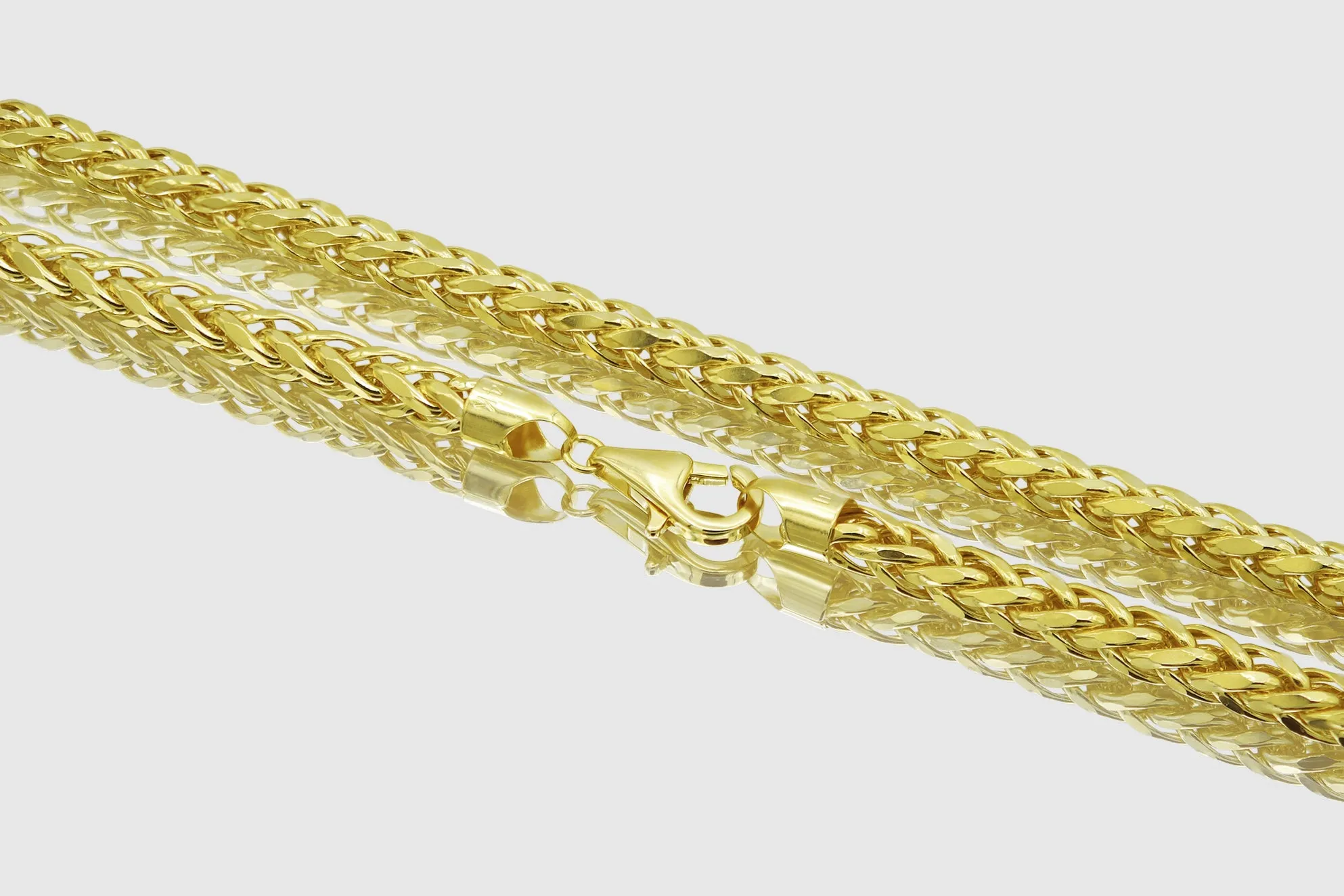 2.5mm - 5.5mm Wheat Chain Necklace - 14k Yellow Gold