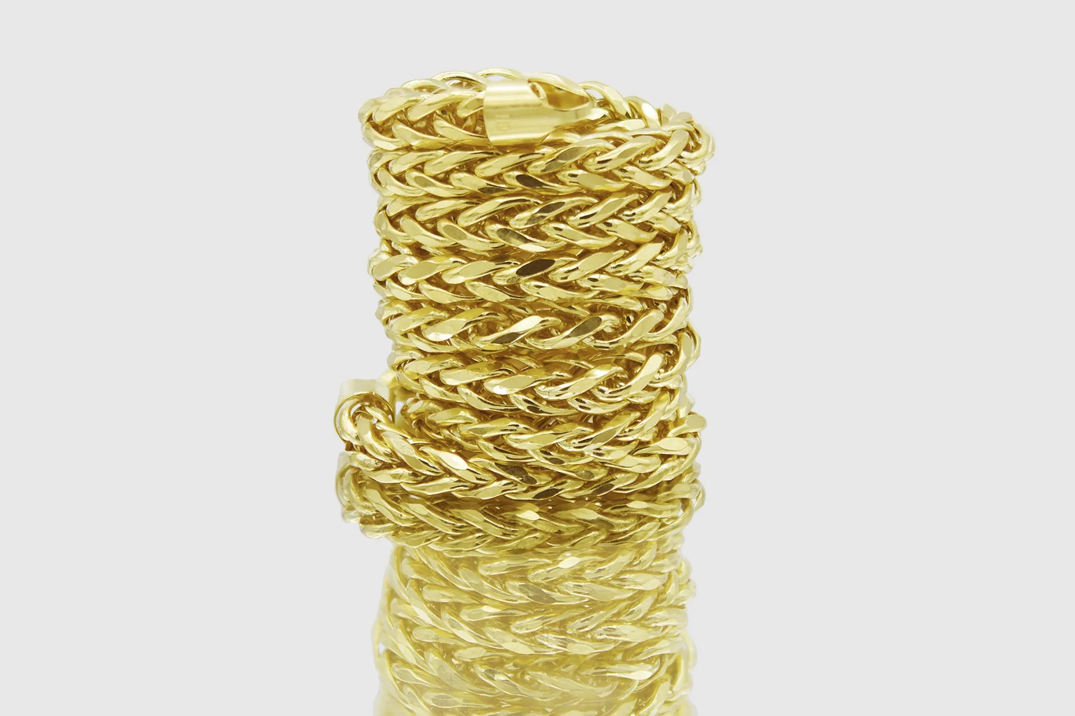 2.5mm - 5.5mm Wheat Chain Necklace - 14k Yellow Gold