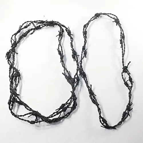 3 Leather Barbed Wire Necklaces Antique Black Colored   #5852
