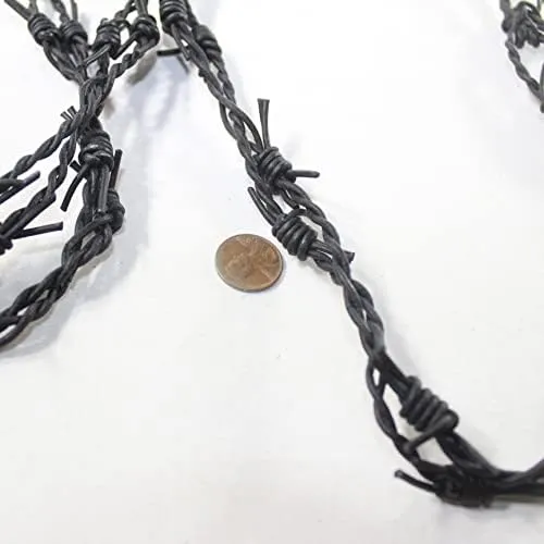 3 Leather Barbed Wire Necklaces Antique Black Colored   #5852