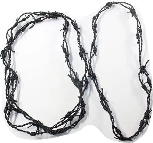 3 Leather Barbed Wire Necklaces Antique Black Colored   #5852