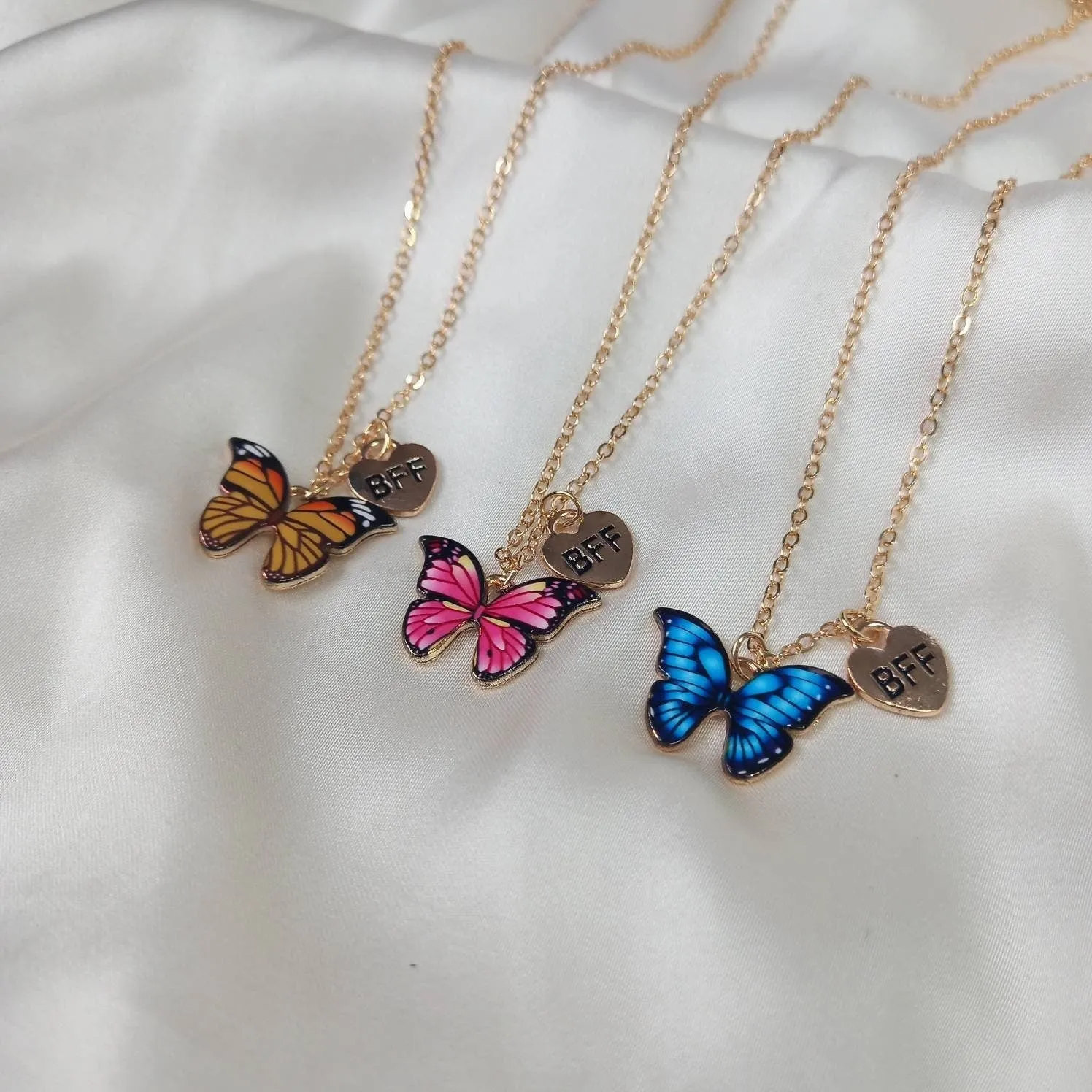 3 Piece Friendship Necklace Set - Butterfly Necklace,Matching Necklaces,Friends Necklaces,Novelty Friendship Necklace Set,Gifts For Friends