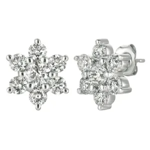 3.00 Carat Natural Diamond Flower Cluster Earrings G SI 14K White Gold