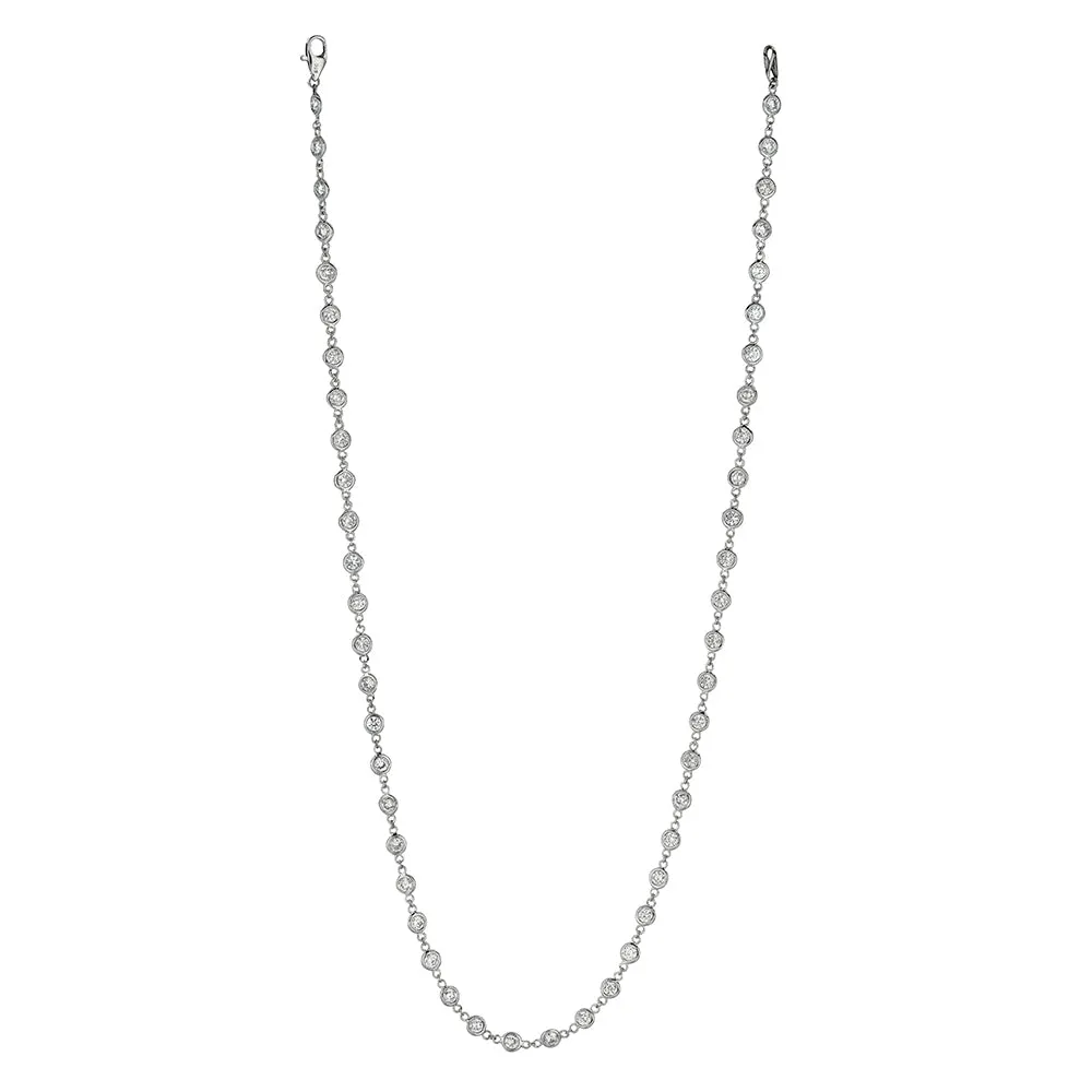 3.05 Carat Diamond by the Yard Necklace G SI 14K White Gold 18 inches