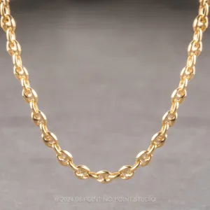 3.8mm Hollow Puffed Anchor, 16" Chain Necklace, 14k Yellow Gold