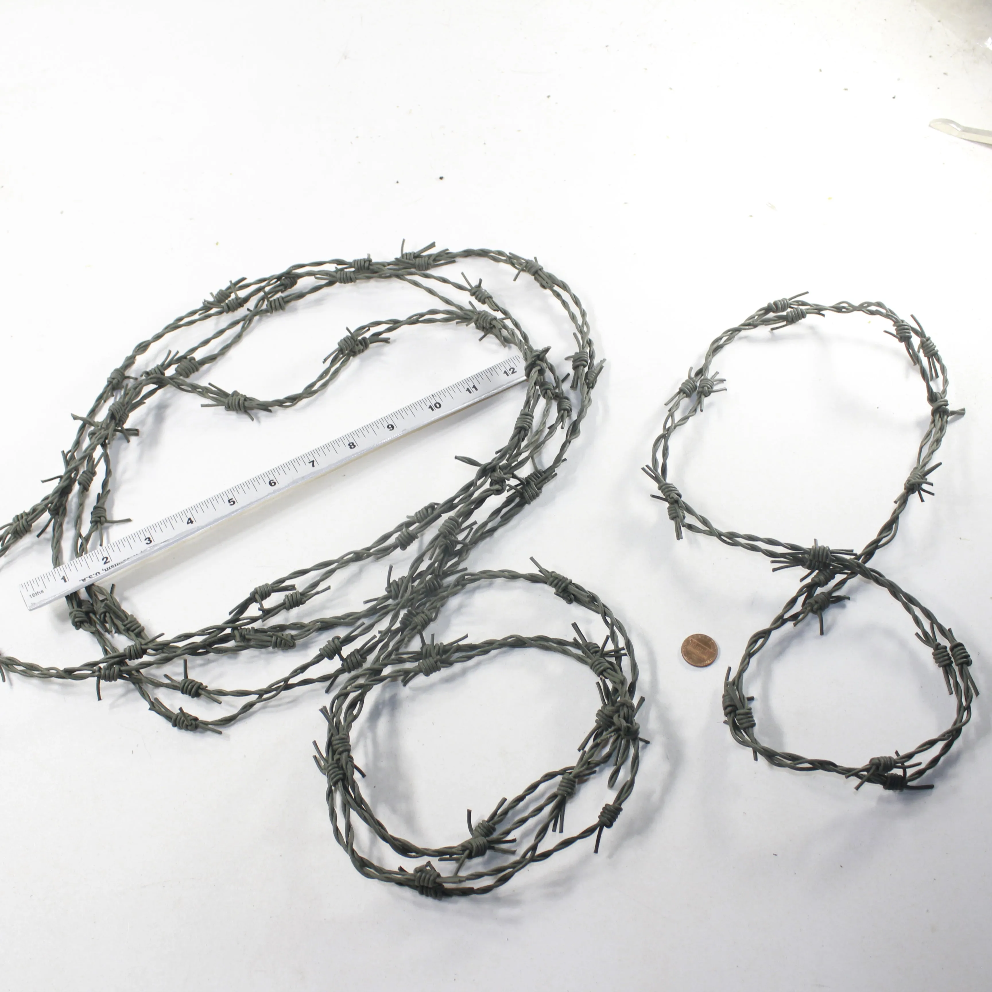 5 Leather Barbed Wire Necklaces Gray Colored   #9323