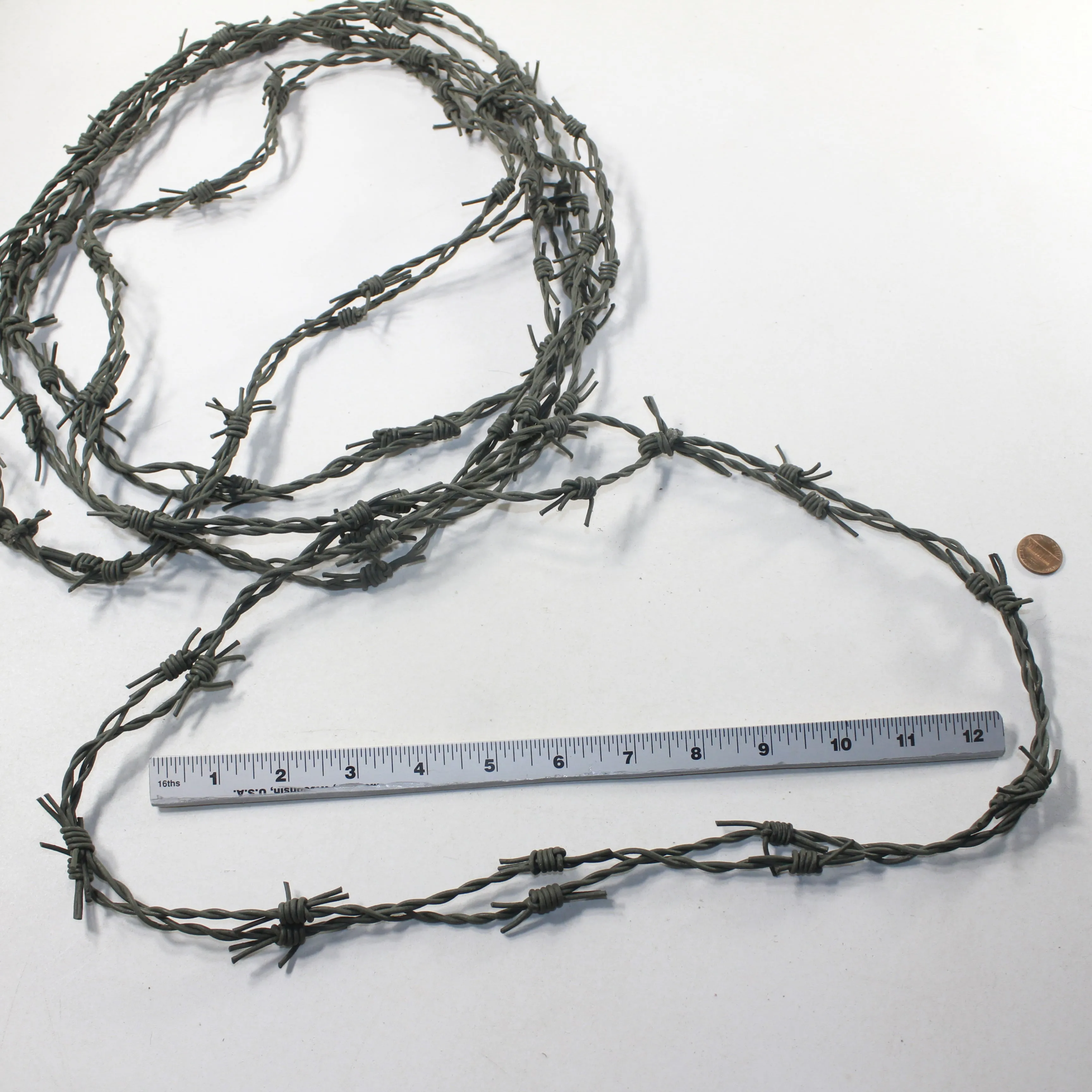 5 Leather Barbed Wire Necklaces Gray Colored   #9323