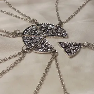 6 Piece Friendship Pizza Necklace Set - Bestie Necklaces, 6 Best Friends Necklace, Four Piece Friendship Necklace Gift Set