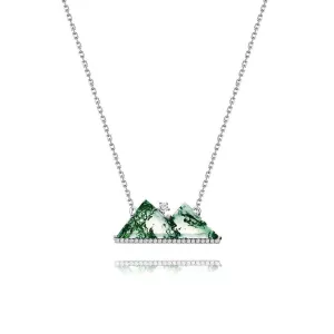 925 Silver Moss Agate Mountain Necklace