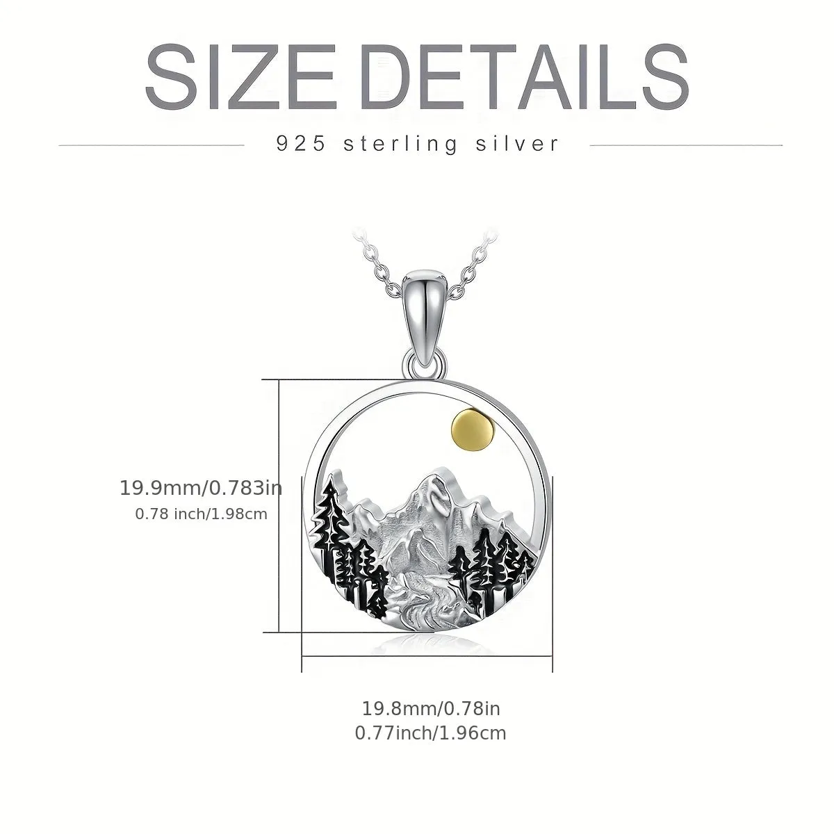 925 Silver Mountain Pendant Necklace Natural Outdoor Jewelry