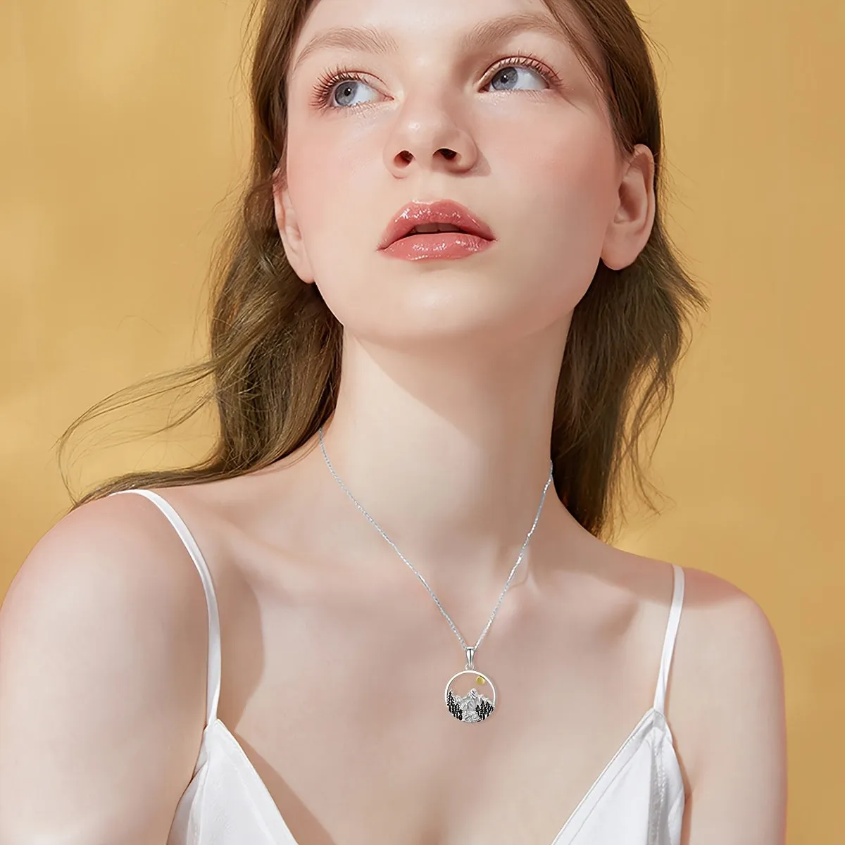 925 Silver Mountain Pendant Necklace Natural Outdoor Jewelry