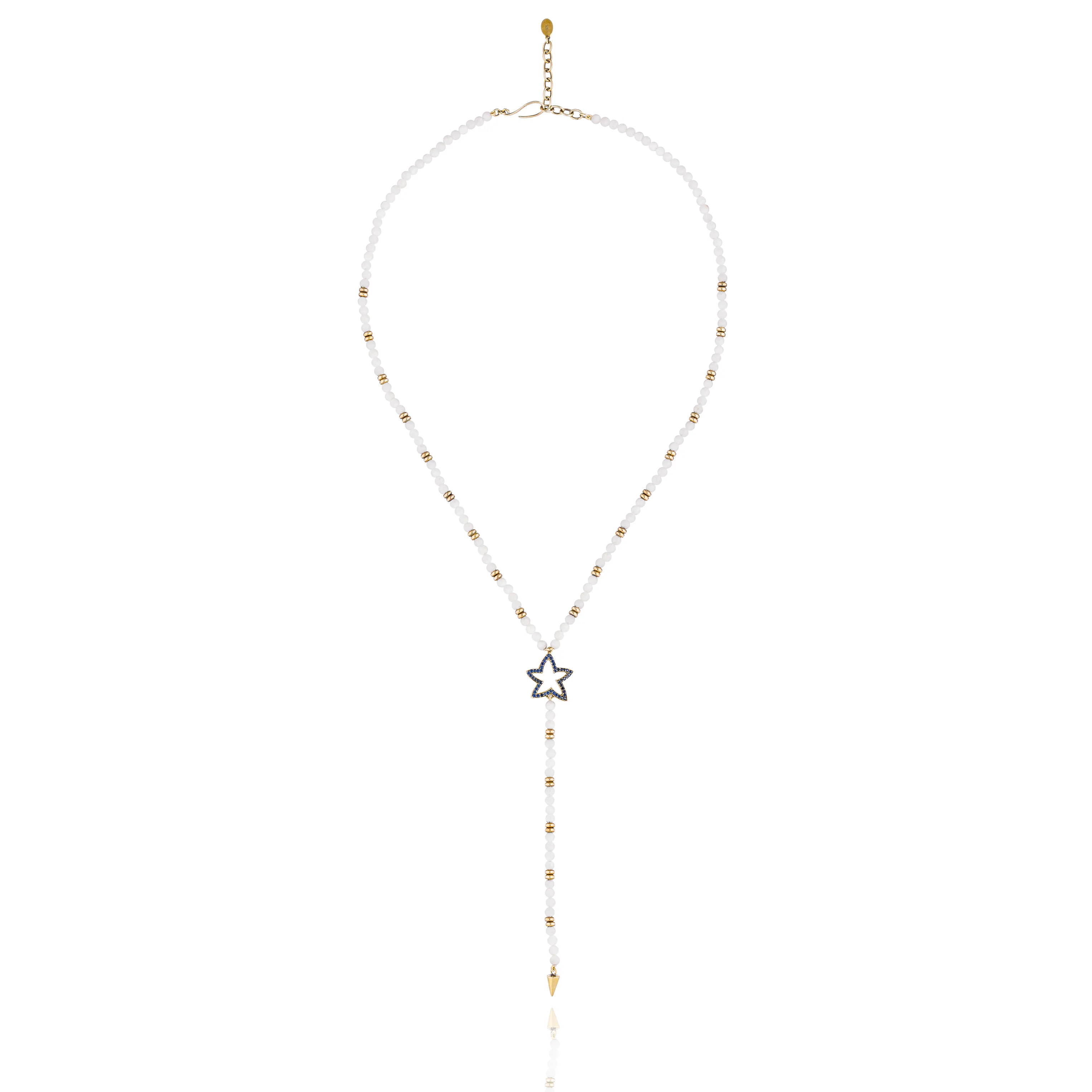 925 Silver Necklace with White Quartz Beads