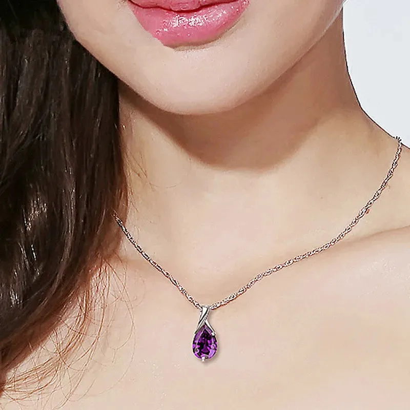 925 Sterling Silver Stone Pendant Chain Sweet Necklace for Woman Chain