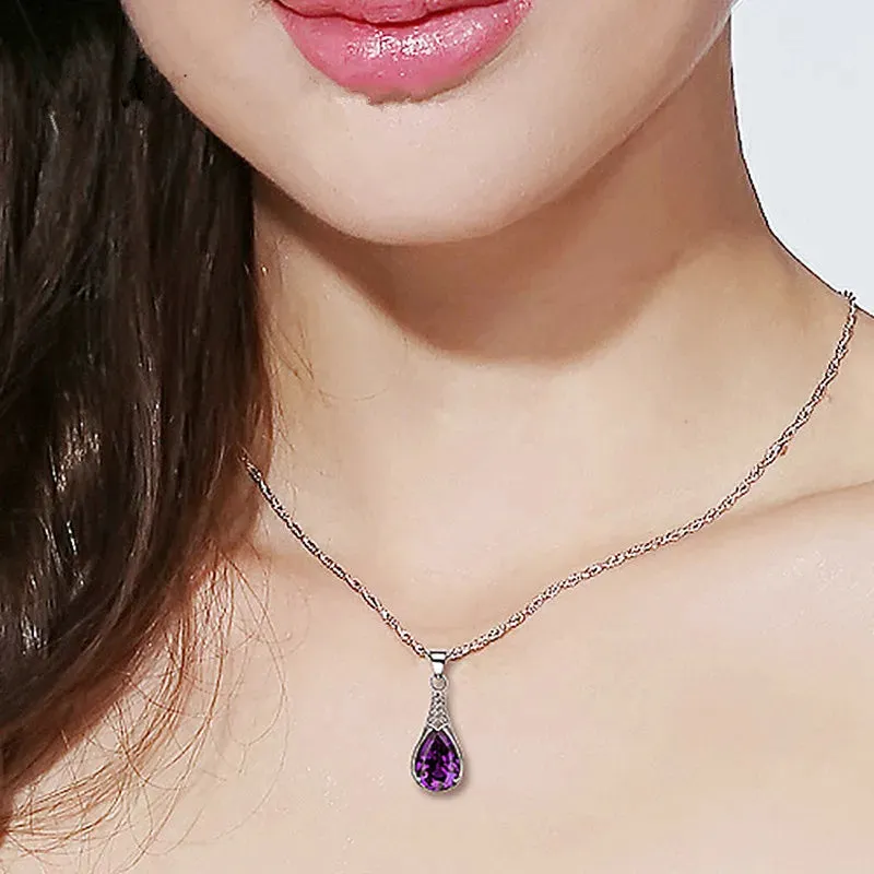 925 Sterling Silver Stone Pendant Chain Sweet Necklace for Woman Chain