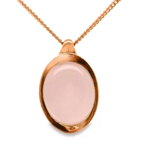 9ct Rose Gold Cabochon Rose Quartz Bezel Set Pendant