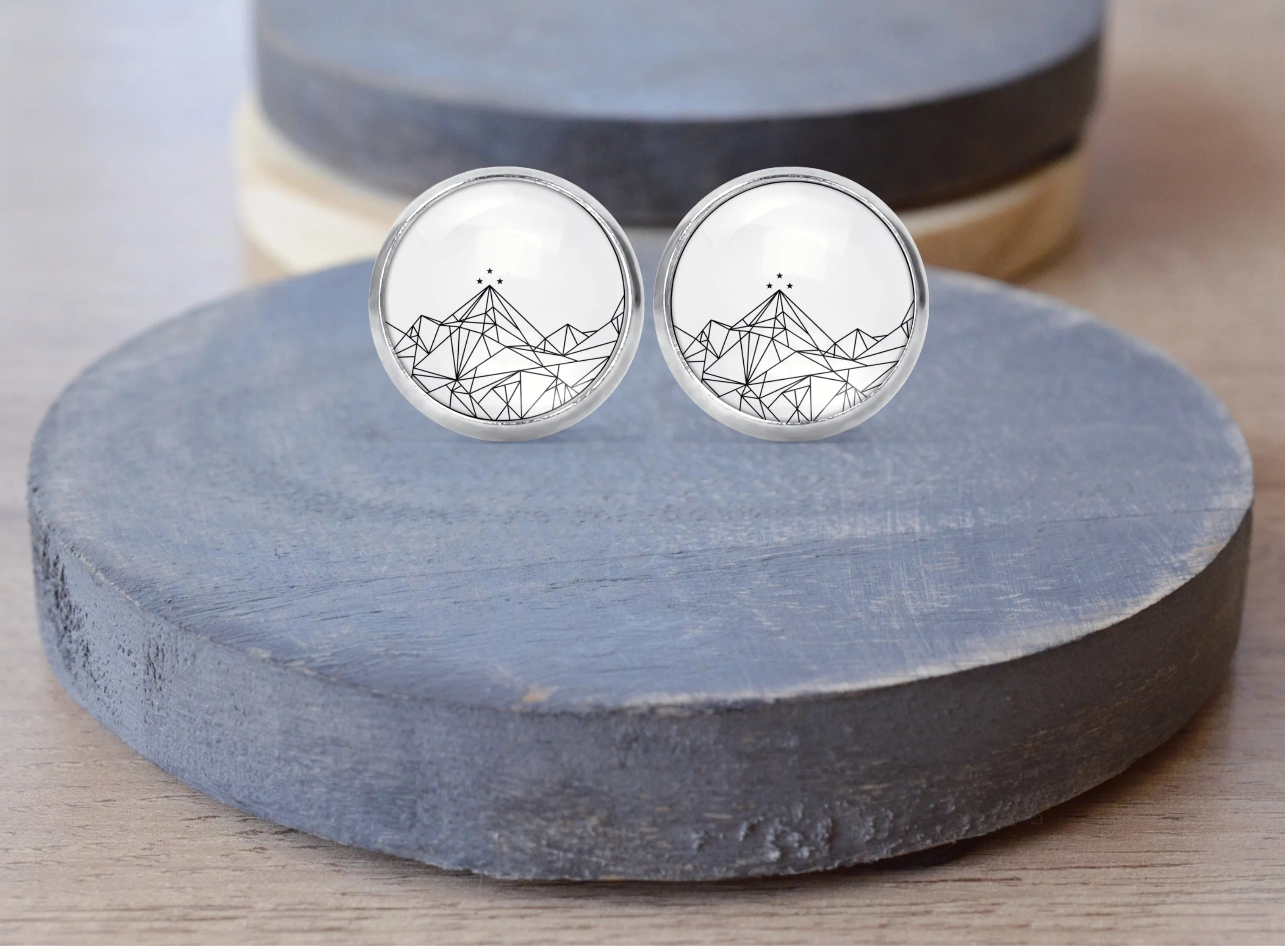 Acotar Mountain Stud Dangle Earrings Necklace Jewelry Set - Post Queen