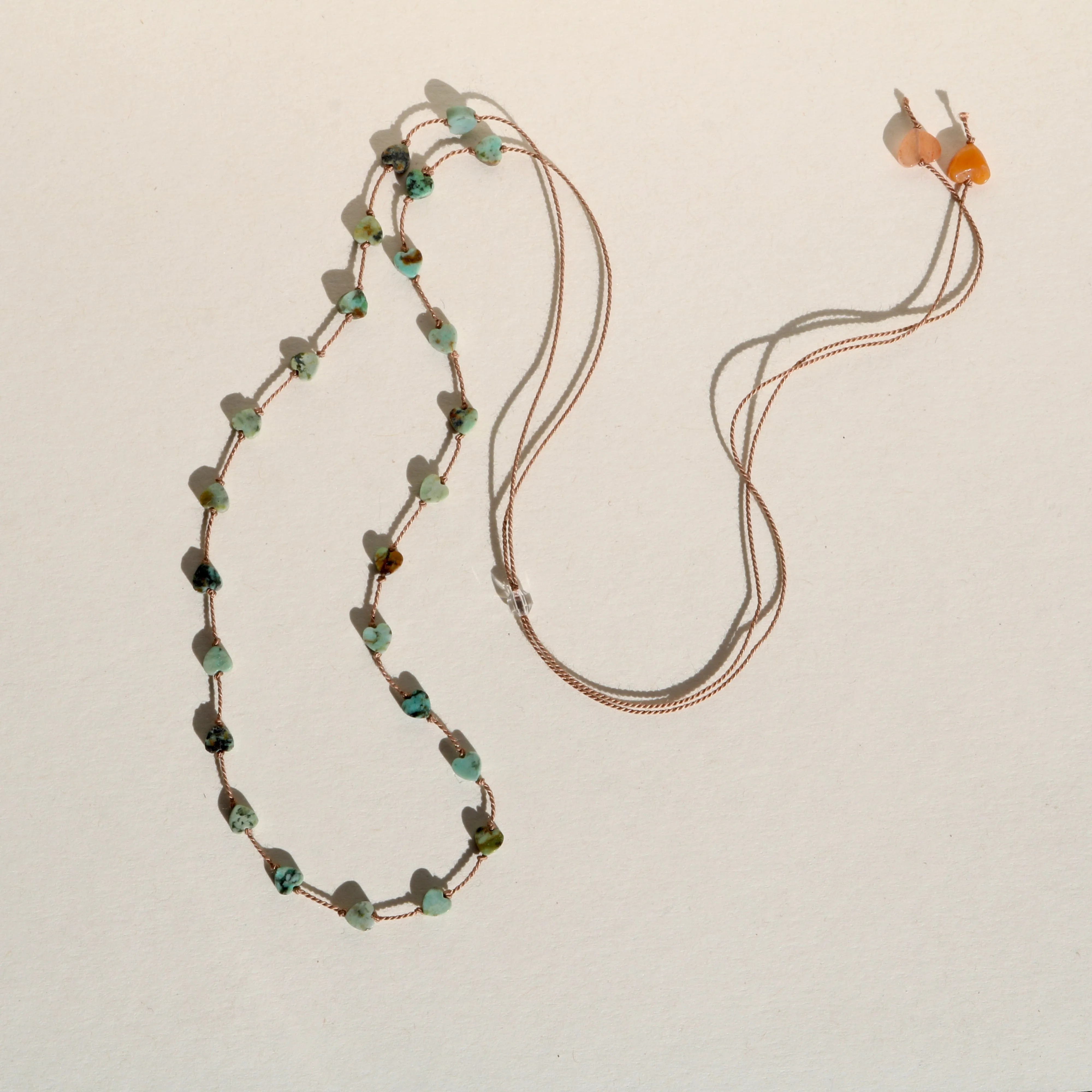 AFRICAN TURQUOISE JASPER HEARTS OM NECKLACE