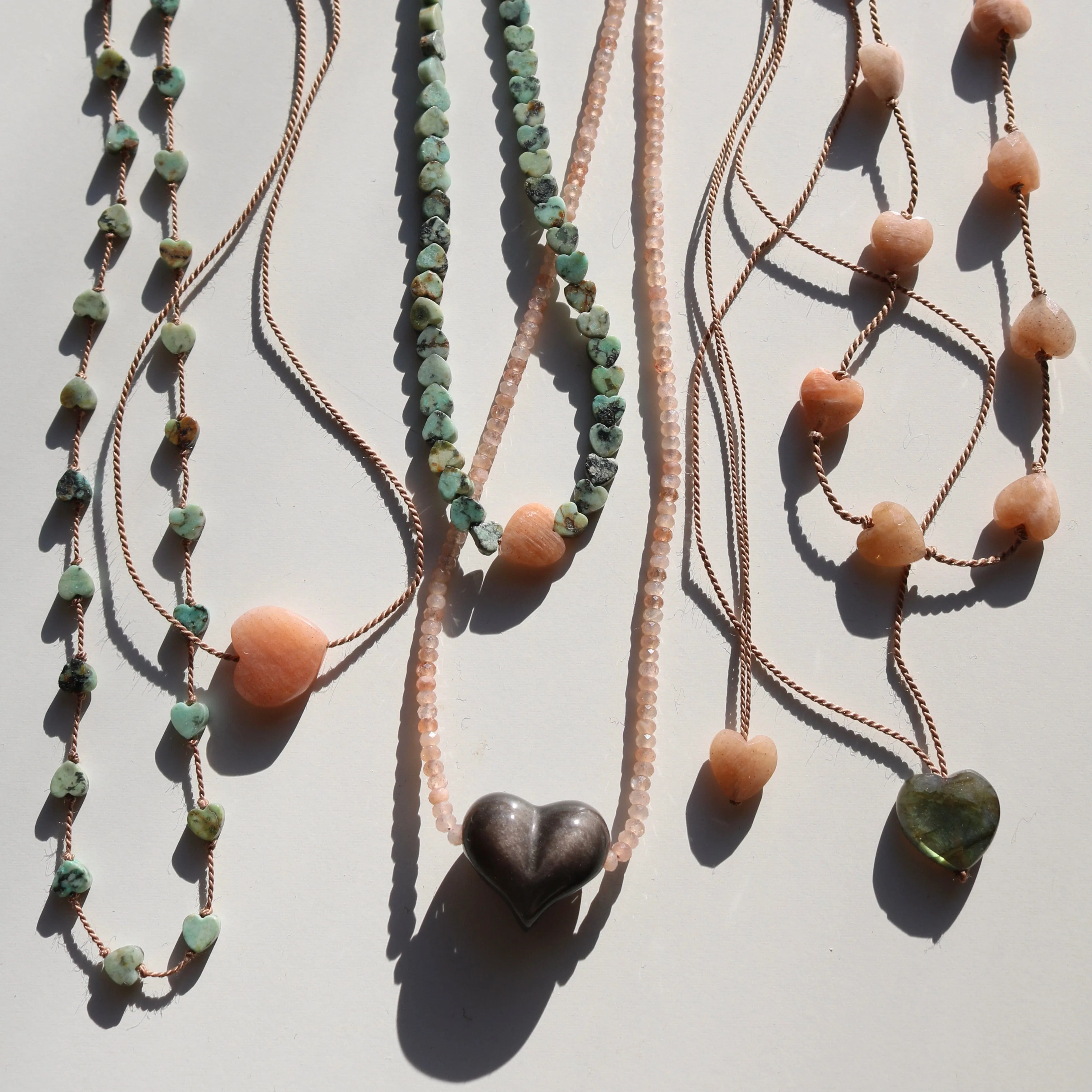 AFRICAN TURQUOISE JASPER HEARTS OM NECKLACE