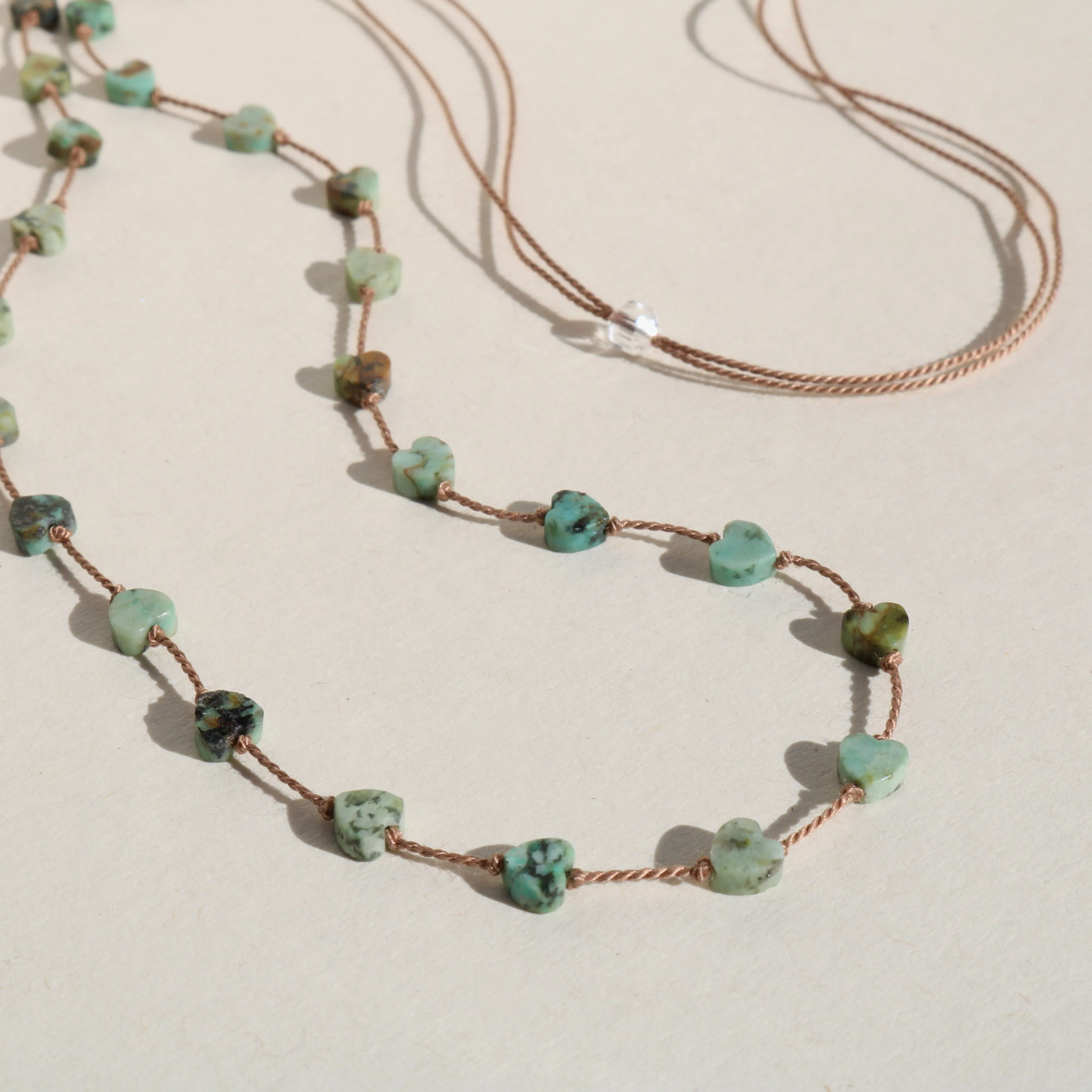 AFRICAN TURQUOISE JASPER HEARTS OM NECKLACE