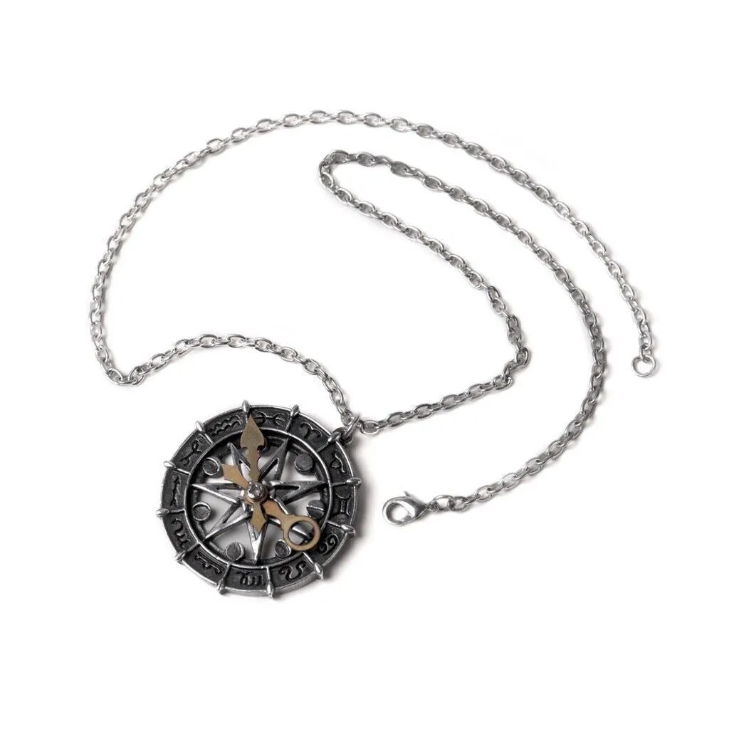 Alchemy Gothic P935 - Astro-lunial Compass Pendant Necklace Astrology Sign Virgo