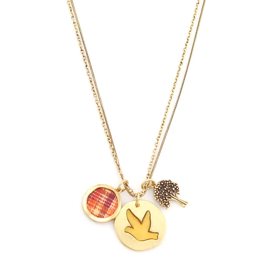 ALL THAT PLAID' - 3 CHARM  NECKLACES #2210R1401 (1A10/10C3)