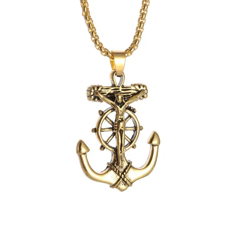 Anchor Pendant Necklace Men Women Creative Design Religious Power Amulets Jewelry Accessories