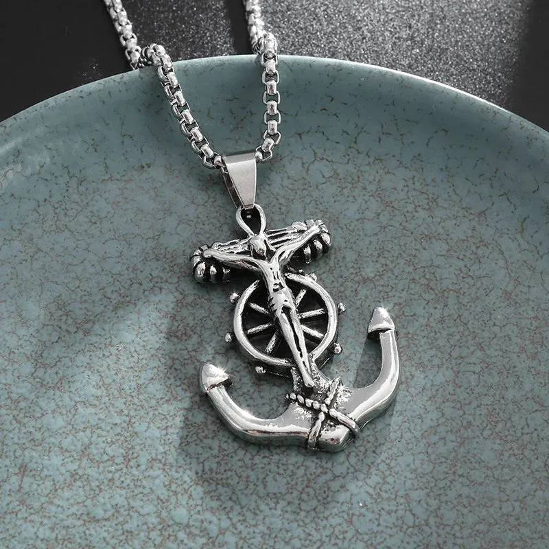 Anchor Pendant Necklace Men Women Creative Design Religious Power Amulets Jewelry Accessories