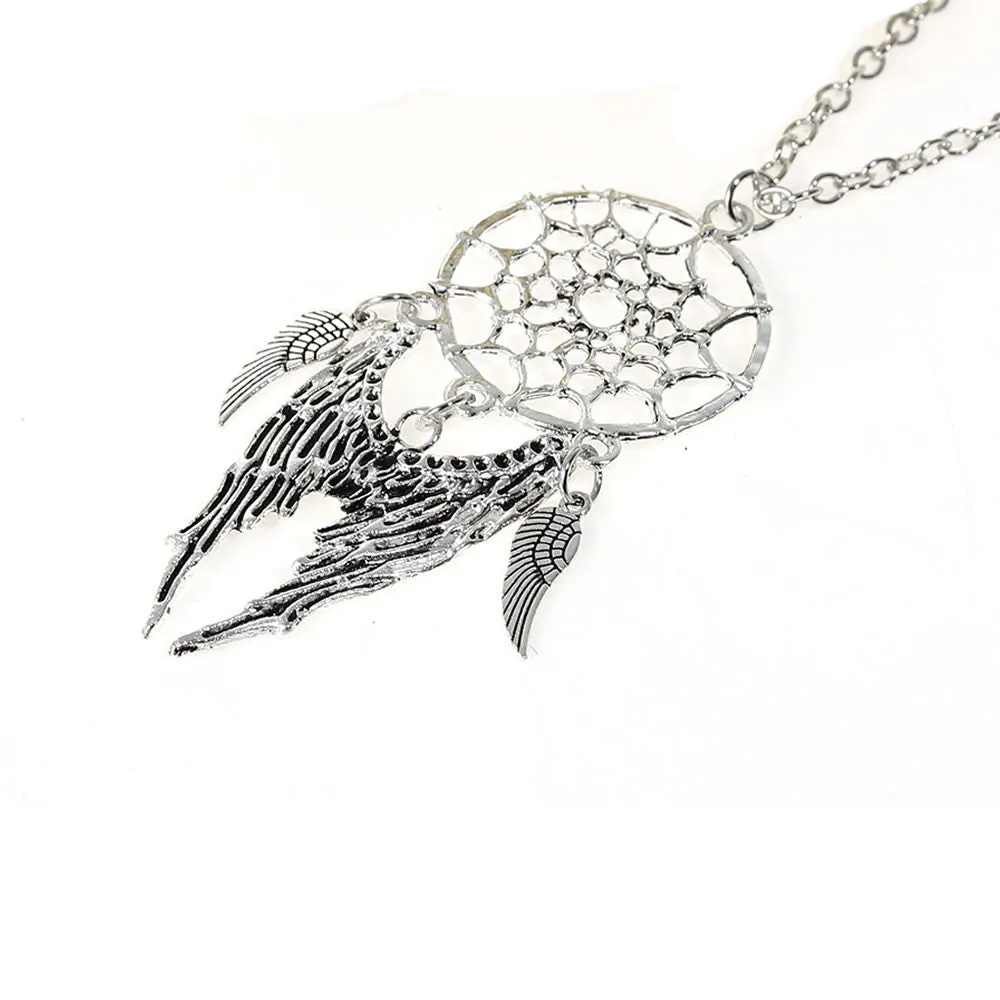 Angel Wing Dreamcatcher Pendant Necklace