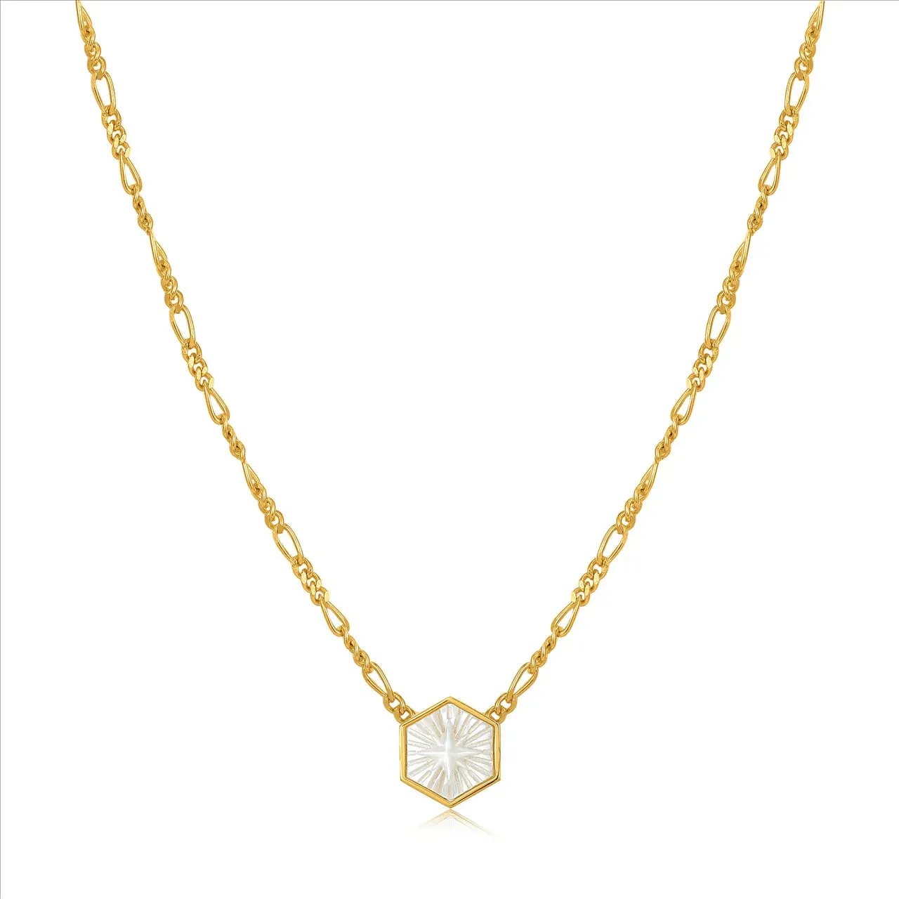 Ania Haie Compass Emblem Gold Figaro Chain Necklace