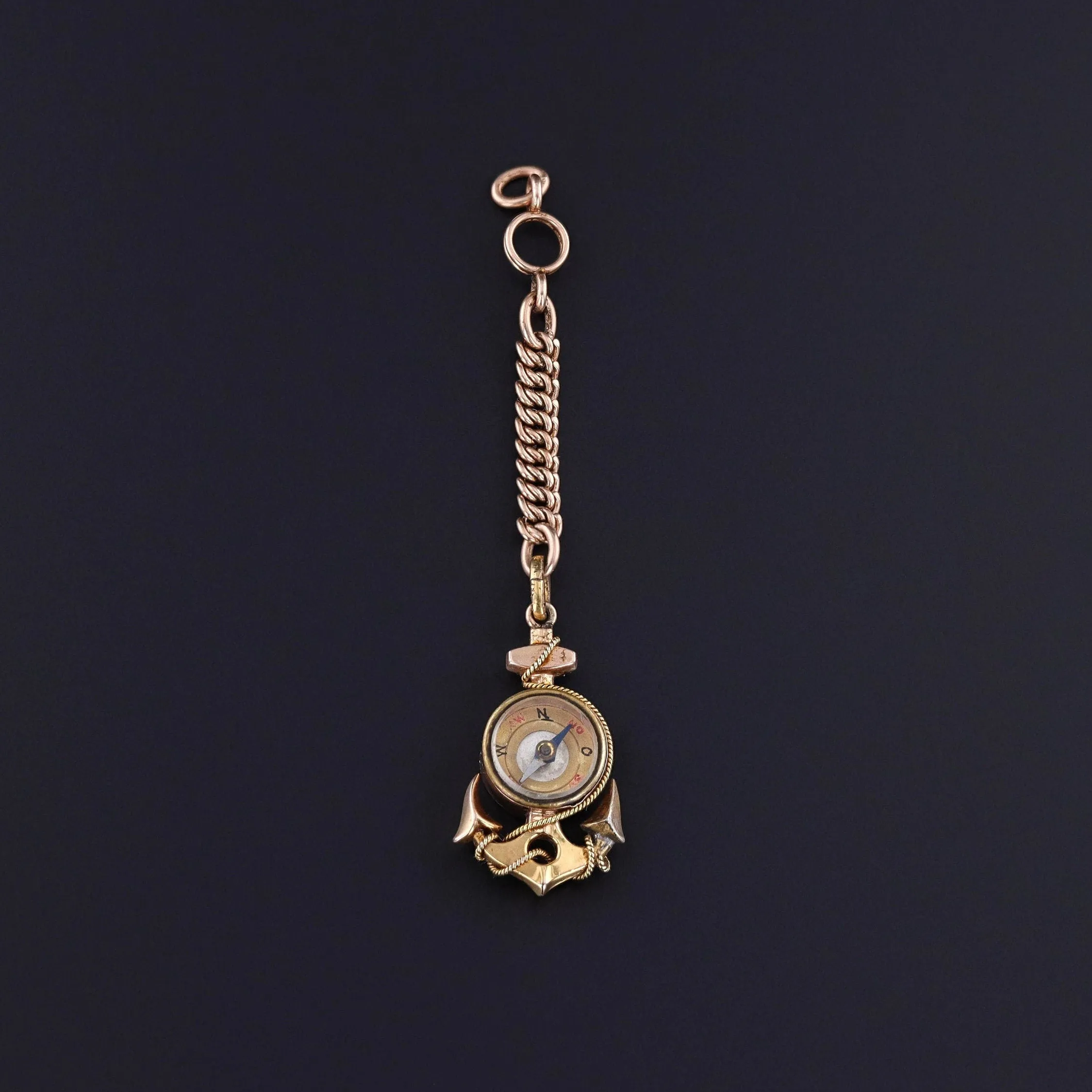 Antique Anchor Compass Pendant of 12ct Gold