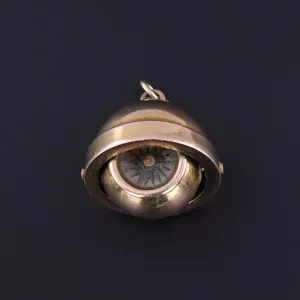 Antique Orb Compass Pendant of 14k Gold