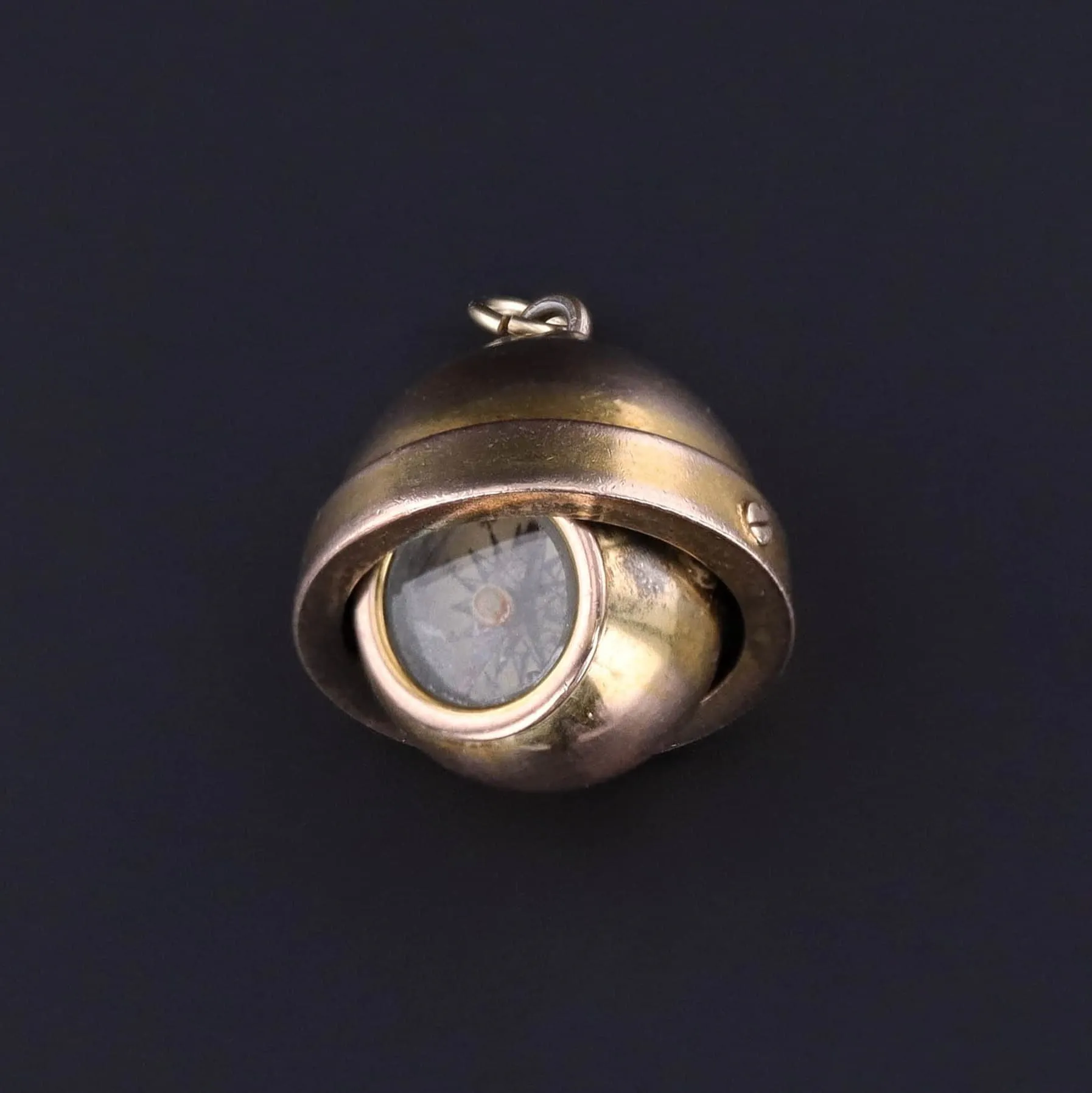 Antique Orb Compass Pendant of 14k Gold