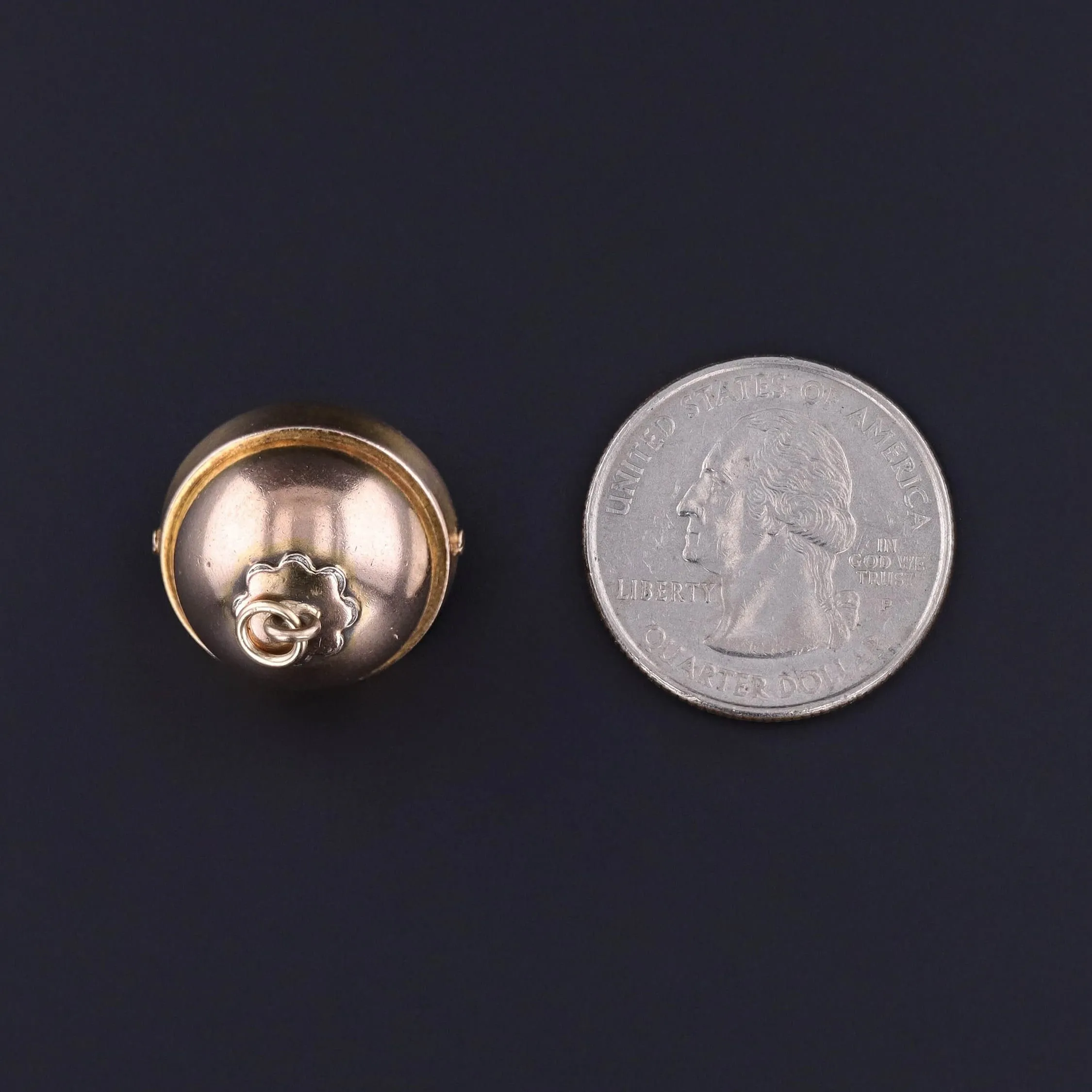 Antique Orb Compass Pendant of 14k Gold