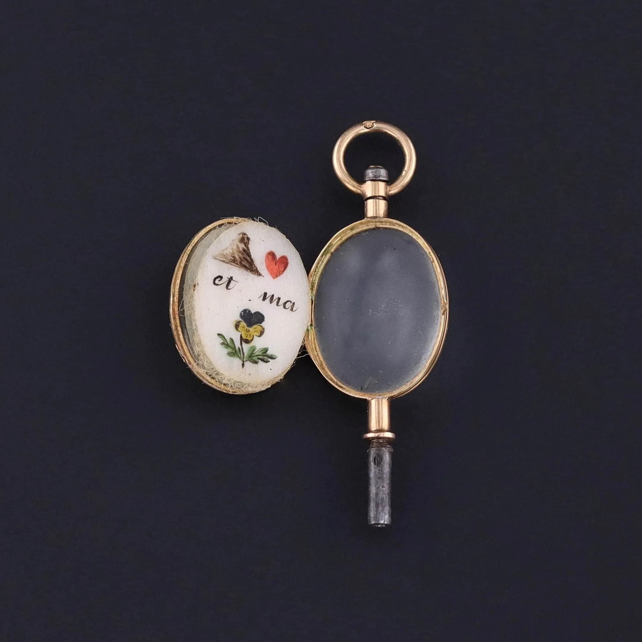 Antique Rebus Puzzle Watch Key of 18k Gold