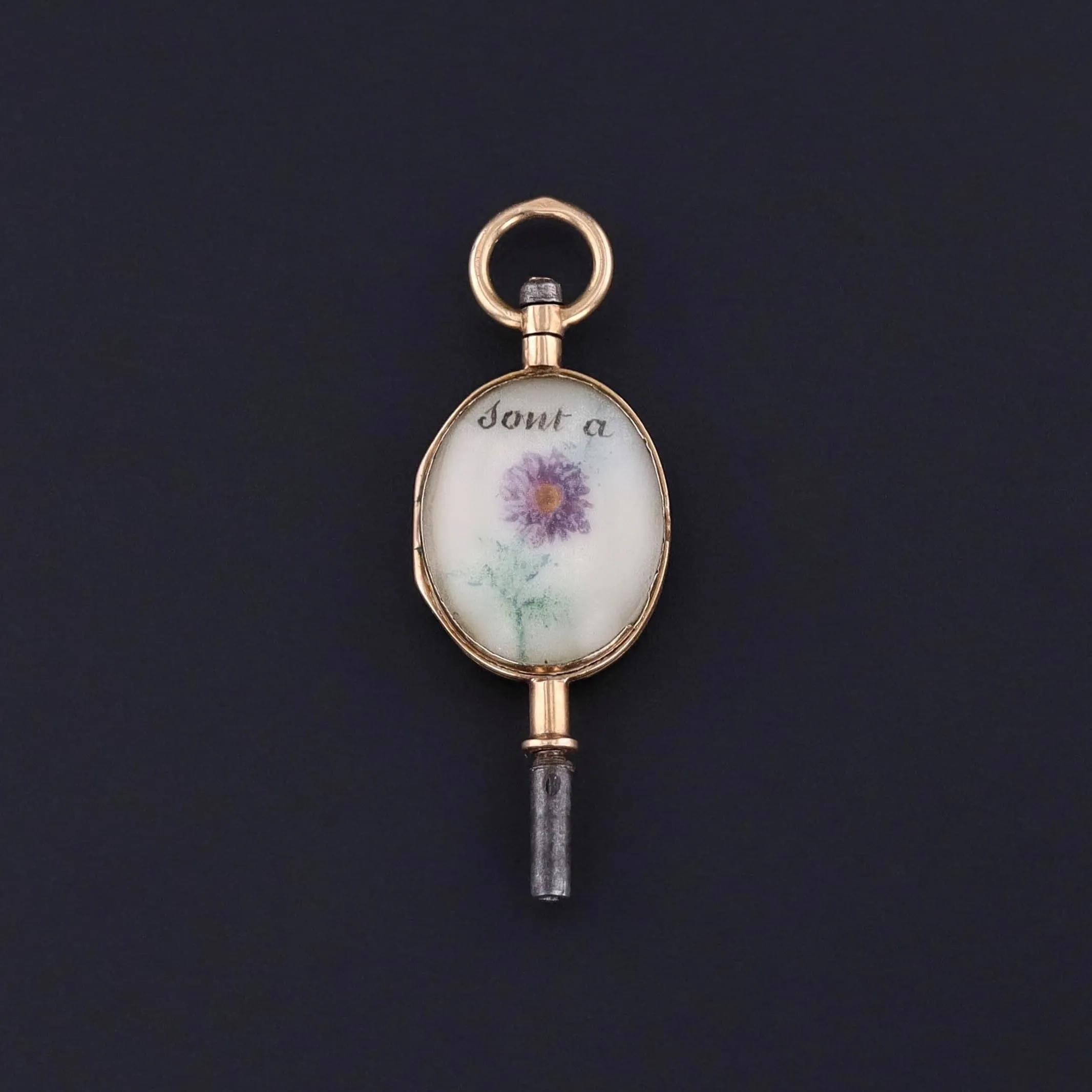 Antique Rebus Puzzle Watch Key of 18k Gold