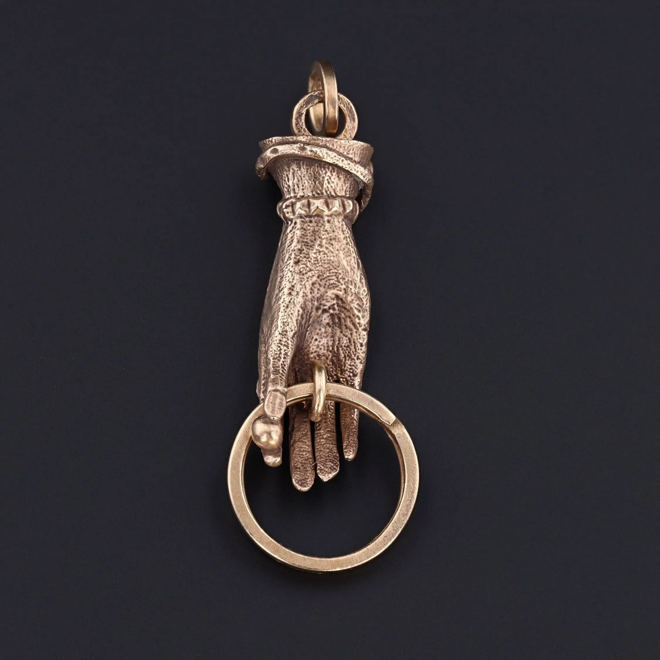Antique Reproduction Hand Pendant or Charm Holder of 14k Gold